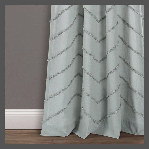 Lush Decor - Set of 2 84"x40" Chenille Chevron Rod Pocket Light Blue - Picture 3 of 4